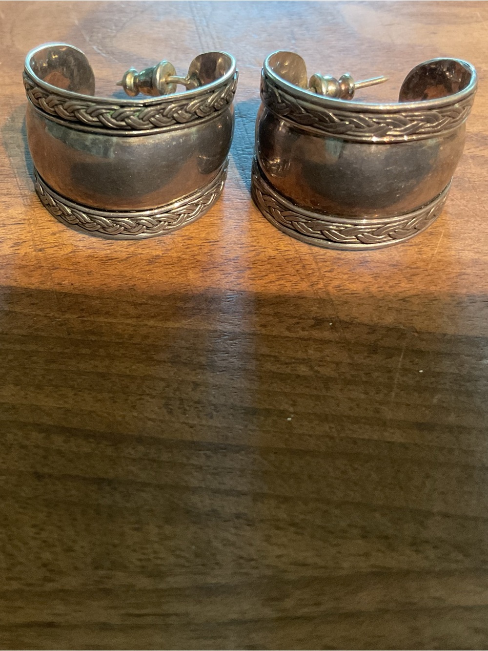 Braided Border Sterling Huggie Hoop Earrings